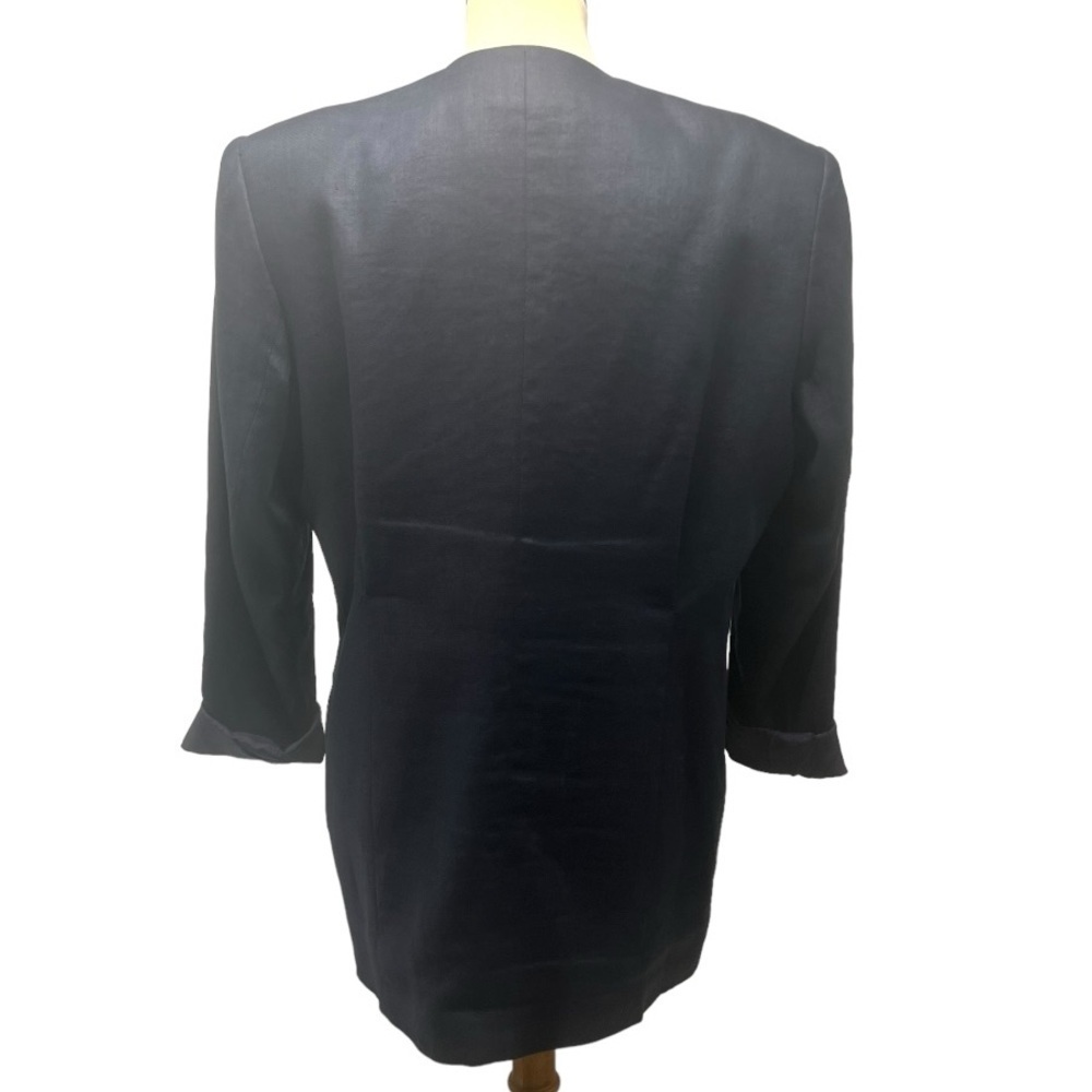 Classiques For Nordstrom Vintage Navy Linen Single Button Blazer Womens Medium - Picture 4 of 9